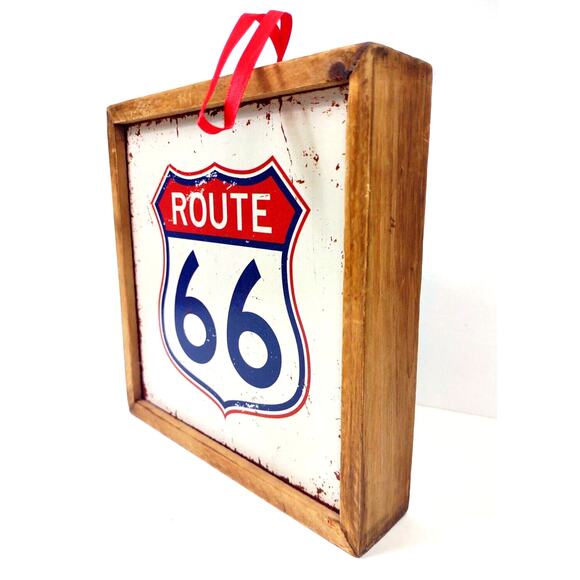Home Decor ROUTE 66 American Classic Collection Metal Sign Decor Wood Fram - Picture 3 of 9